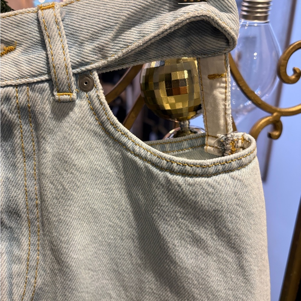 Light Blue with tan Women' Wide-Leg Jeans open waist Maison margiela size 2 - Picture 4 of 16
